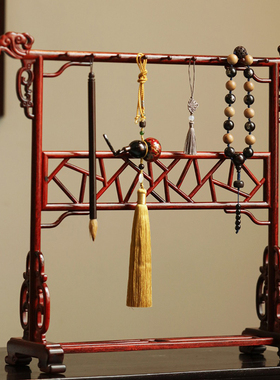 印度小叶紫檀灵芝如意毛笔架