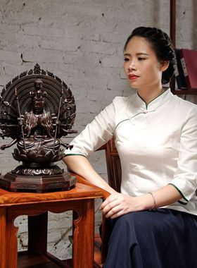 定制黑檀木雕千手观音菩萨