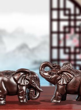 定制黑檀木实大象摆件雕刻
