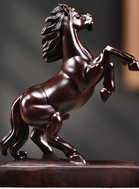 定制款黑檀木雕刻马摆件实木