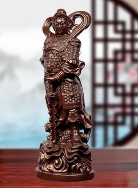 黑檀木雕韦驮菩萨佛像摆件