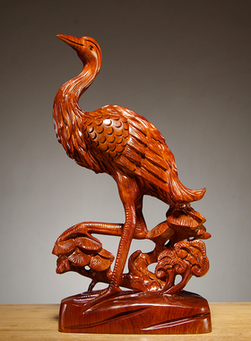 松鹤延年摆件木雕家居客厅工艺品