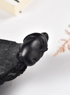 黑色木雕牛吊坠挂件实木十二生肖木头牛吉祥物挂件木质装饰工艺品