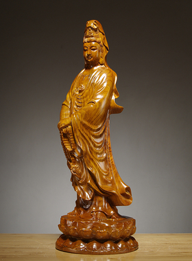 手持观音菩萨佛像雕刻供奉工艺品