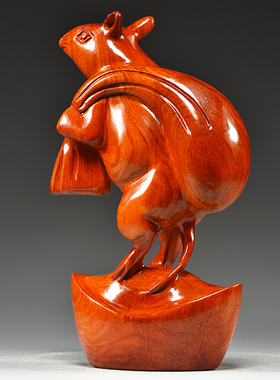 实木雕刻动物家居客厅老鼠摆件