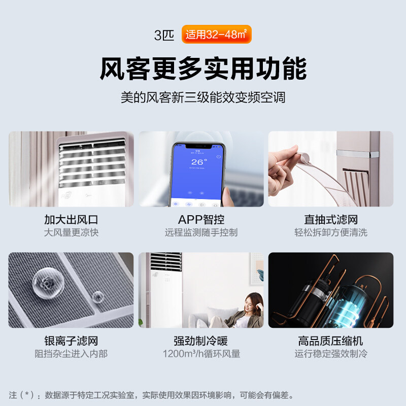 美的大3p匹变频冷暖两用客厅方柜 美的中大云商空调