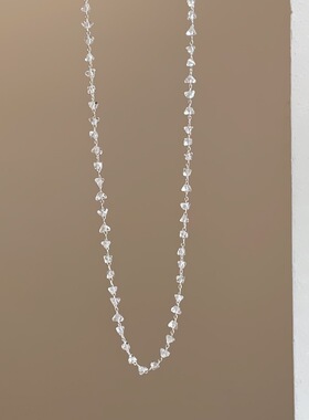 S925纯银天然白水晶项链女小众设计感高级轻奢精致百搭锁骨链颈链