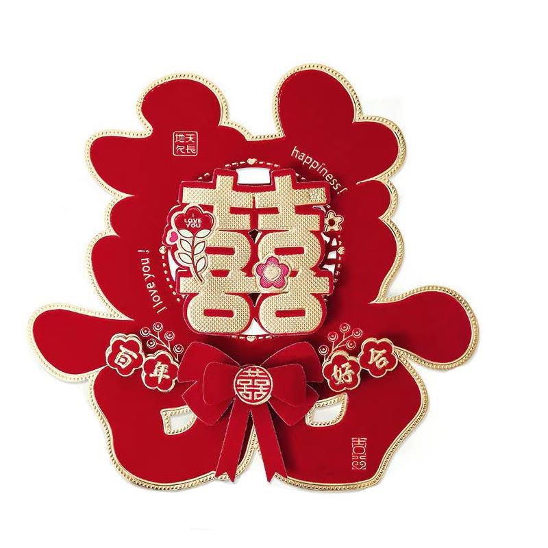 结婚喜字贴大门贴囍字婚礼男方女方布置专用房门婚房装饰婚庆用品 - 图3