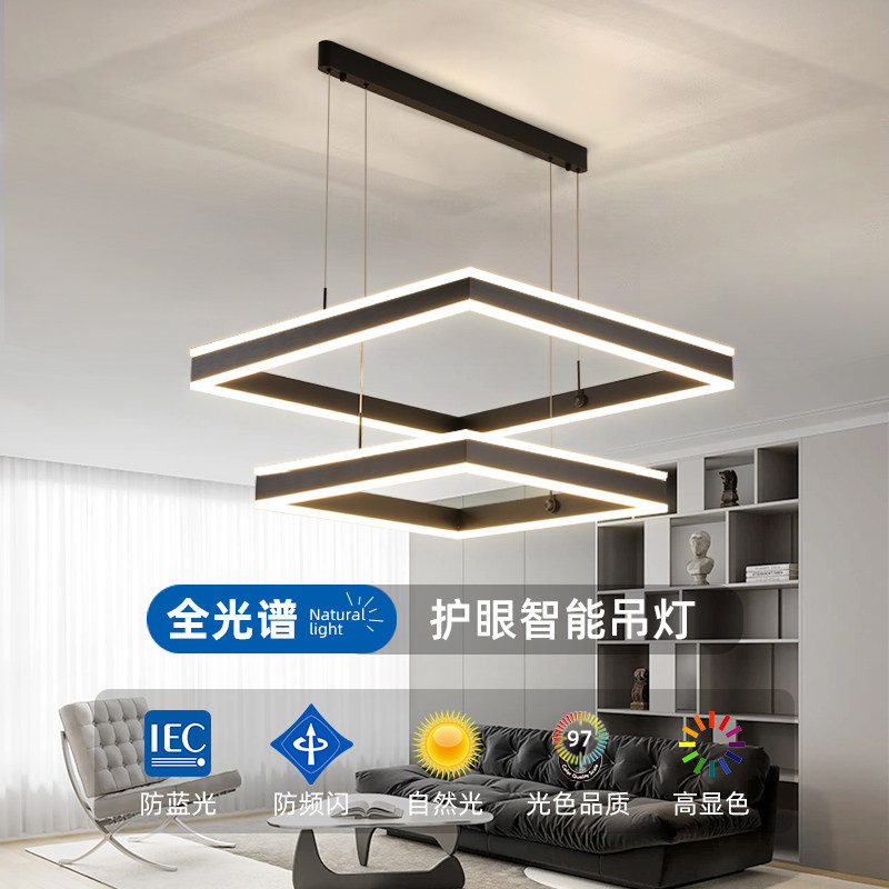 铂阑灯堡全光谱护眼吊灯方形灯意式极简卧室大气现代简约客厅主灯_虎窝淘