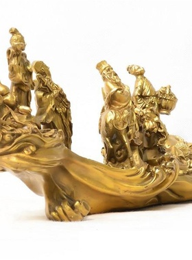 八仙过海黄铜龙船摆件 礼品工艺品家居摆设 福禄家摆件