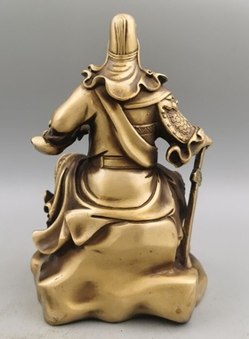 仿古黄铜关公家居客厅摆件古玩收藏黄铜关二爷铜关公摆设工艺品