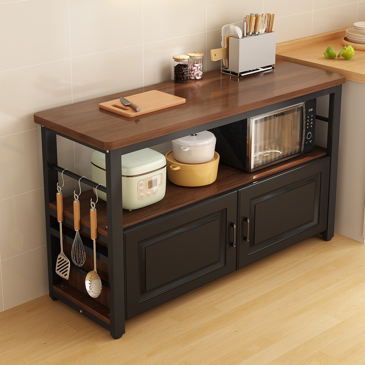 厨房切菜桌家用收纳柜落地多层置物架餐边橱柜储物操作备餐工作台