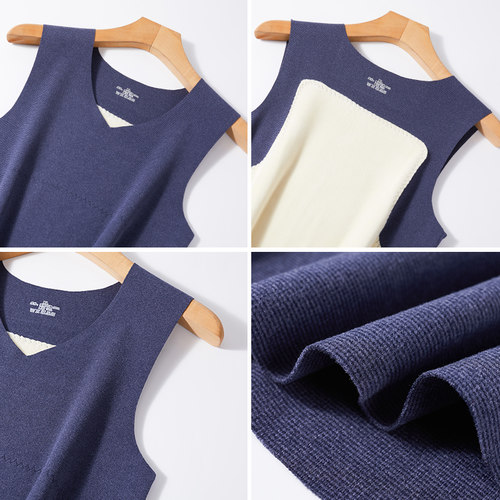 德绒保暖背心男士秋冬加绒加厚无痕内穿坎肩棉马甲发热无袖t恤 - 图2