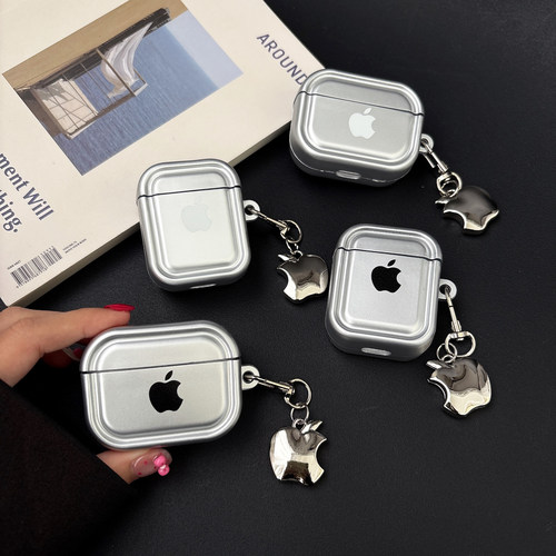 创意简约苹果标志适用于苹果AirPods4代蓝牙耳机保护套个性小众AirPods3耳机壳防摔软壳Pro2代少女心轻奢新款 - 图0