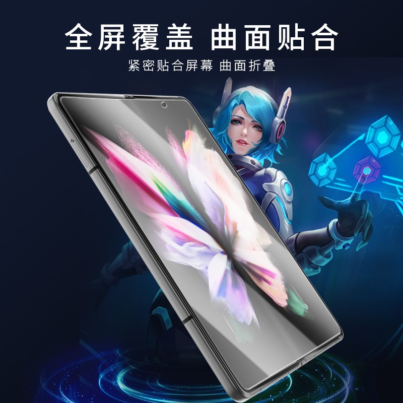 适用三星GalaxyzFold4/5水凝膜 W2023手机膜W22折叠钢化软膜内外屏保护膜fold3前后膜5g全包全覆盖后背中轴膜-图2