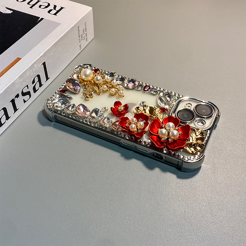 钻石珍珠花朵适用华为荣耀500pro手机壳400水钻300lite立体200por挂链100韩系90日韩80防摔70软60/50se/honor - 图0