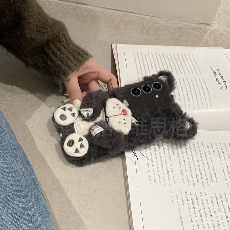 可爱路西法猫适用三星s25edge手机壳s24plus卡通s23+十s22立体s21fe秋冬季s20ultra毛绒s10硅胶s9软s8/note20 - 图3