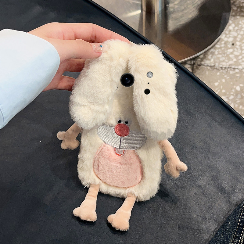 丑萌龅牙兔适用苹果17promax手机壳华为pura80荣耀400pro小米17兔子vivos30毛绒opporeno14秋冬季x200卡通软p,淘宝优惠券,粉丝福利购,淘宝优惠卷