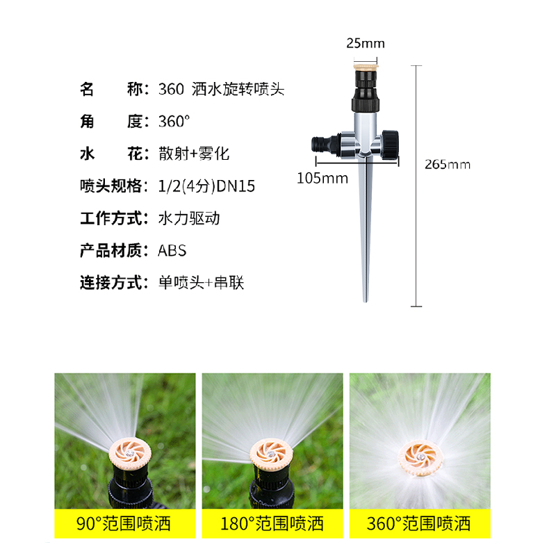 自动旋转洒水灌溉地插喷头花园浇花器浇水神器喷灌喷淋喷水洒水器-图1