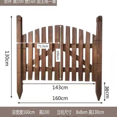 户外防腐木围栏实木栅栏门单双开门花园庭院公园篱笆围墙隔断装饰 - 图0