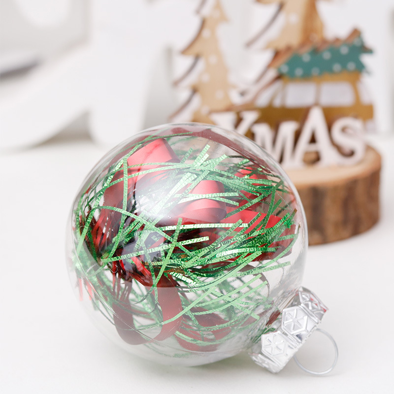 跨境 圣诞装饰品 6cm30pcs绿红透明球圣诞球套装 圣诞树挂件 - 图0