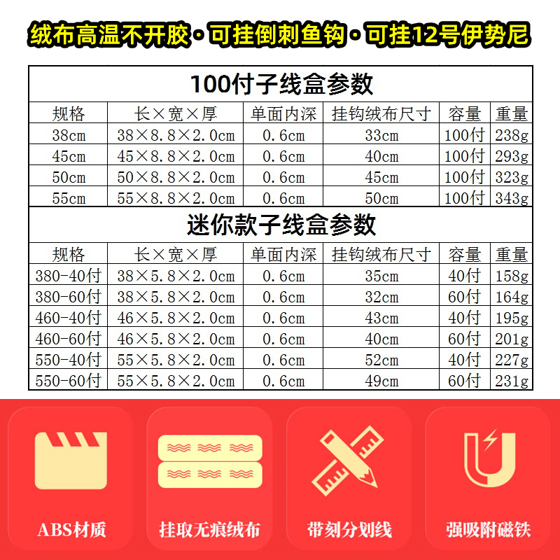 名徒新款子线盒子线专用鱼钩收纳盒迷你超薄加长大容量短子线钩盒