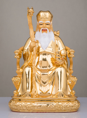 土地公婆神像土地爷土地奶奶福德正神佛像台湾铜贴真金家用摆件