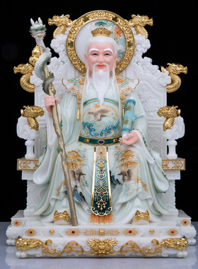 月老星君神像汉白玉彩绘月下老人红娘牵红线月老像姻缘婚姻摆件