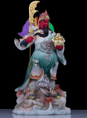 武财神关公神像汉白玉家用摆件