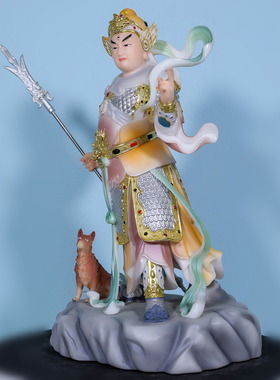 二郎神杨戬神像灌口二郎真君哮天犬天神汉白玉佛堂显圣真君像摆件