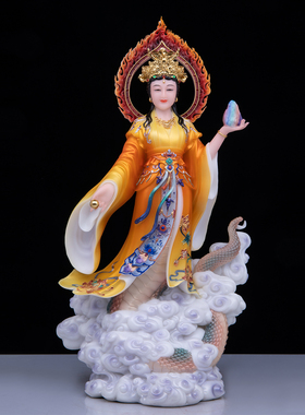 新品女娲娘娘神像汉白玉大帝之母传世女神女娲补天家用供奉摆件