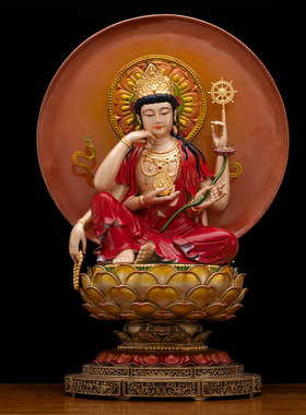 台湾铜鎏金如意轮观音佛像南海自在观音像观世音菩萨家用供奉摆件