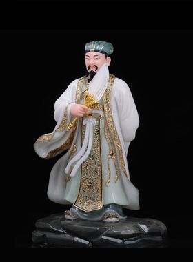 孔明神像汉白玉三顾茅庐诸葛亮八卦阵武侯卧龙将军三国演义摆件