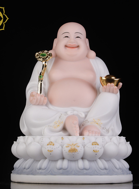 娑婆三圣佛像汉白玉家用摆件