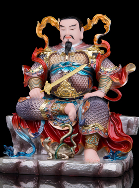 玄天上帝神像汉白玉家用摆件