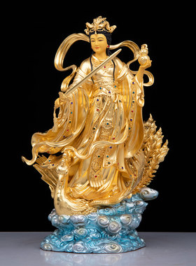 九天玄女神像铜贴真金战神九天玄女娘娘家用供奉玄母天尊中式摆件