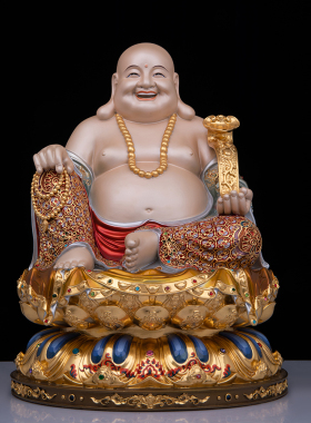 黄铜珐琅彩全堂佛摆件