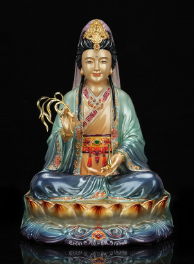 妙善观音佛像铜叠染观音娘娘南海观世音菩萨像家用佛堂供奉摆件