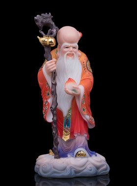 寿星公神像祝贺礼品贺寿福禄寿三星长寿星神像汉白玉居家供奉摆件