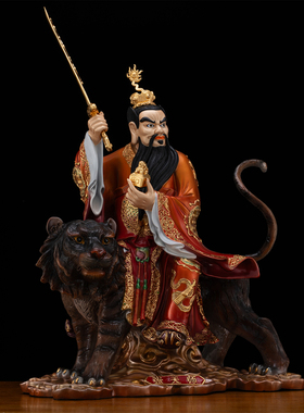 张天师神像铜彩绘龙虎山张道陵祖师爷道家正一真人家用供奉摆件