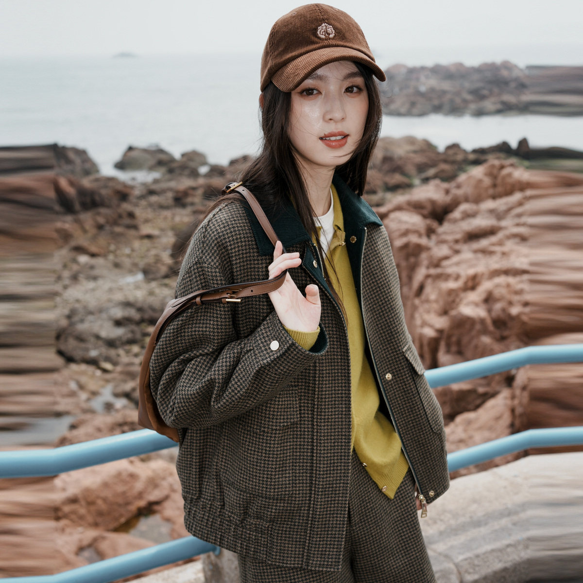 [唐嫣同款]EP雅莹2025新款 巴恩风正肩翻领羊毛千鸟格短外套1230A,淘宝优惠券,粉丝福利购,淘宝优惠卷