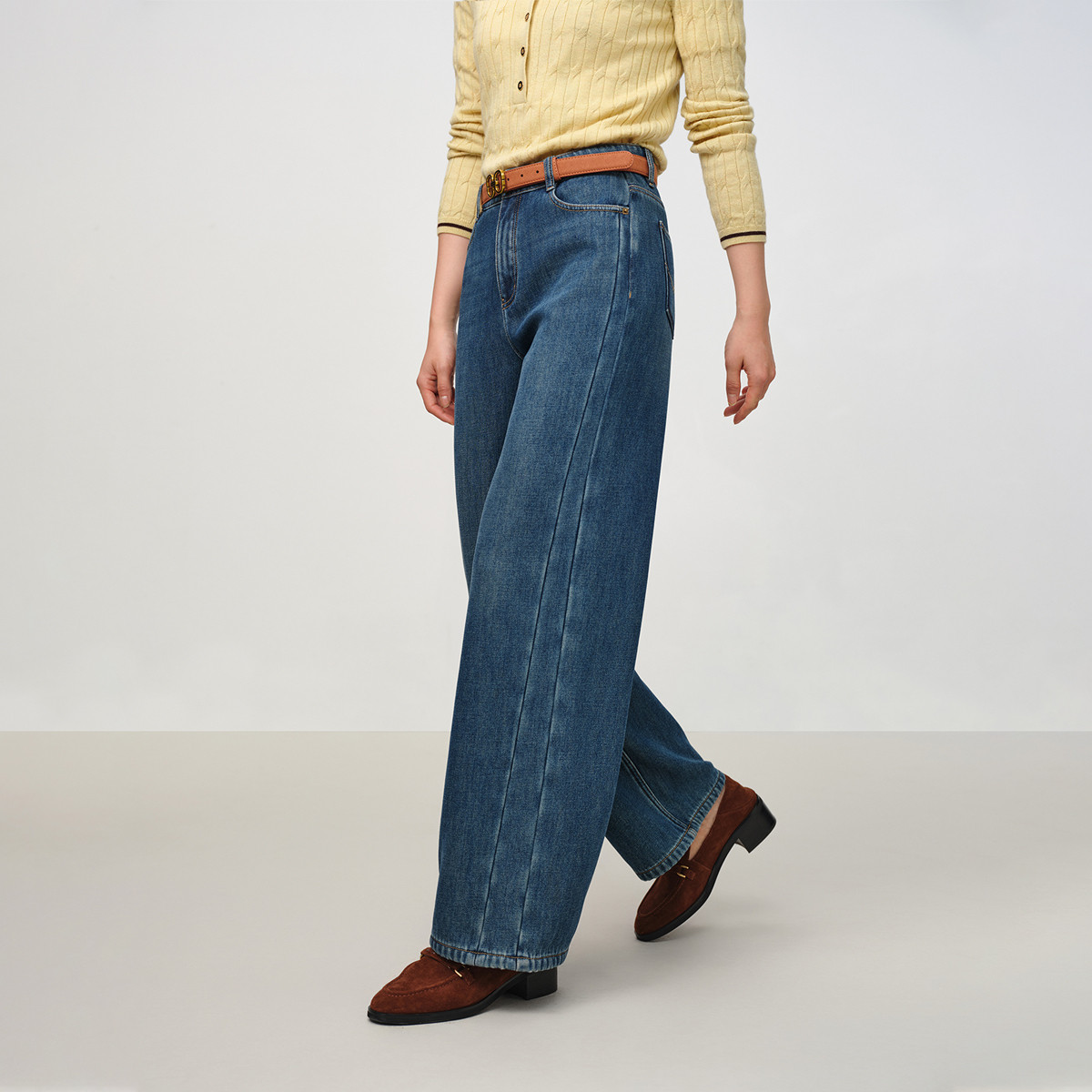 EP雅莹2025早秋新品 云柔氧感柔软亲肤舒适棉宽松阔腿牛仔裤J609A,淘宝优惠券,粉丝福利购,淘宝优惠卷