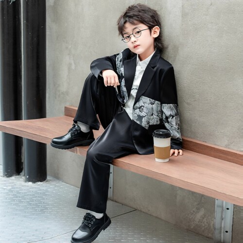 英国NEXT SKK男童国风新中式套装帅气周岁生日礼服花童主持演出服 - 图1