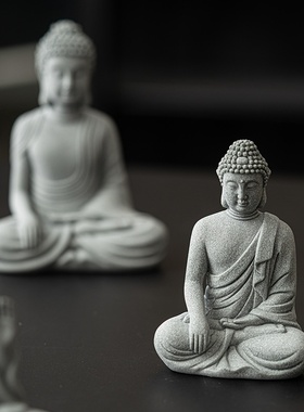 国风砂石如来佛桌面摆件鱼缸造景装饰茶宠佛像模具如来禅意国潮中