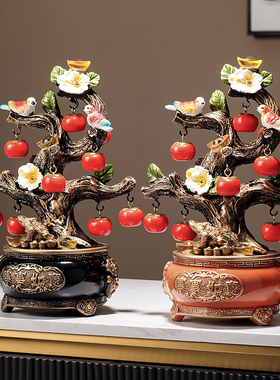 聚宝盆开业聚财盆栽树摆件新中式门店店铺前台收银台装饰品商用