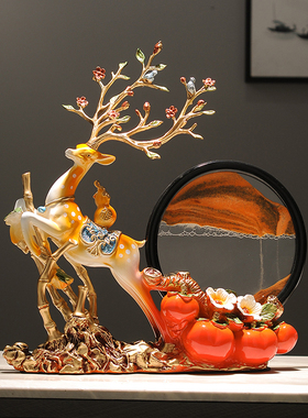 盖妲节节高升鹿流沙摆件