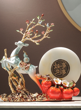 盖妲节节高升鹿玉盘摆件