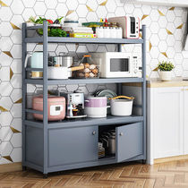 Overall cabinet shelve Home ground floor multilayer with door containing shelves Kitchen Cabinet Pan Racks With Fence