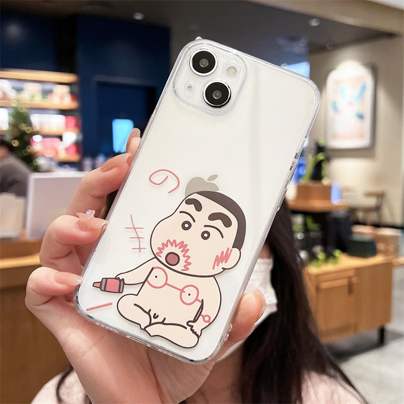 日韩可爱涂鸦蜡笔小新适用iPhone14promax手机壳15透明苹果13软壳12mini全包8plus硅胶7防摔XSmax男女16情侣6,淘宝优惠券,粉丝福利购,淘宝优惠卷