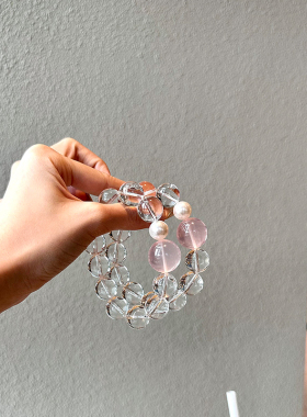女白水晶搭配粉晶全净体薄利多销